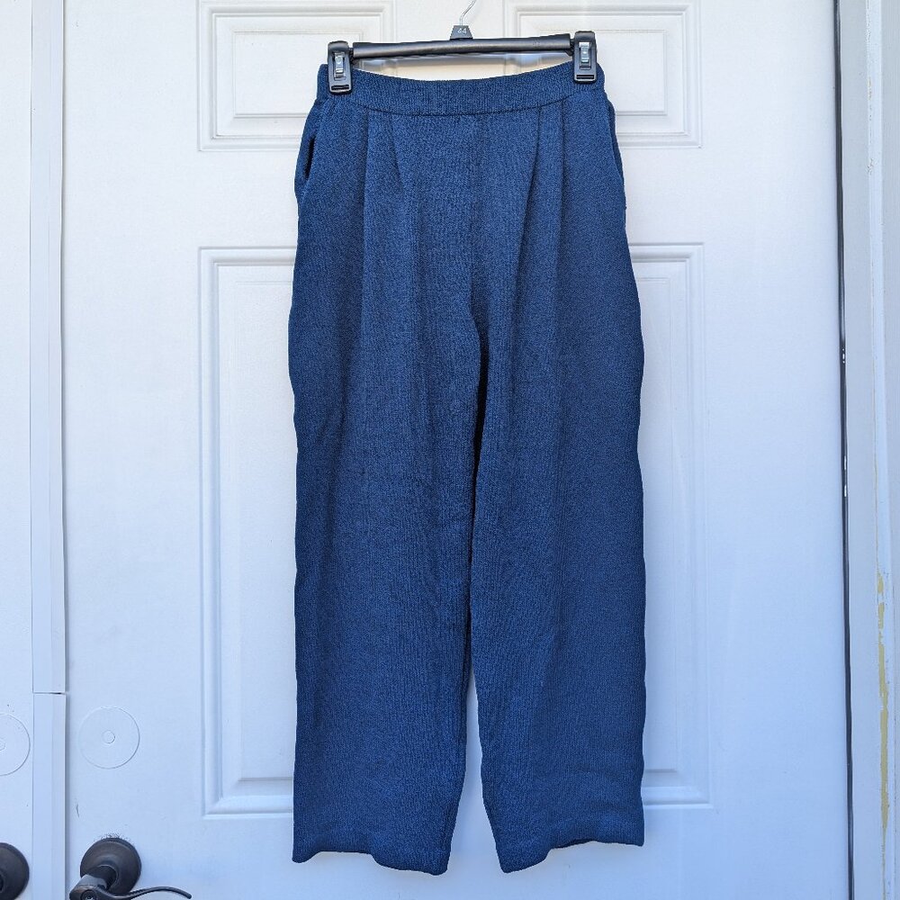 ST JOHN Santana Knit Pants Slacks Blue Size 4 FLAW